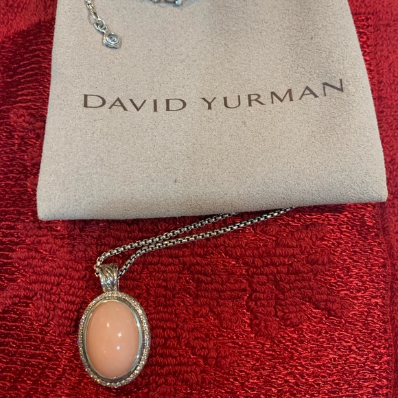 David Yurman Rose Quartz Albion Diamond Pendant Necklace with chain - Picture 4 of 7